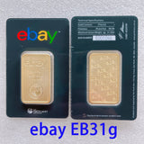 EBAY Sealed Packing Copper Gold Bar Non-magnetic 1oz 24k Gold Plated Bullion Ingot Bar Unique Serial No. Collection Gift