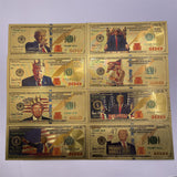 New 8 Types One Hundred Dollars The President Donald Trump 2024 And Trump 2025 Gold Plated Banknote Plated Commemorative Notes Gifts Collection Souvenir