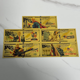 Donald Trump 5 Types Trump 2020 Keep America Great And All Aboard TheTrump Gold Plated Banknote With Superman Shape etc 24K Gold Banknote Plastic Banknote Gifts For Fans Collection