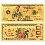 Latest One Hundred Dollars ChristmasThe US President Of Donald Trump Gold Plated Banknote Series 2025 Gold Foil Banknote Plastic Banknote Gift For Christmas