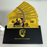 Donald Trump Gold Plated Banknotes American President Never Raise Assassination Fake Plastic Card Gift For Fans Collection