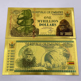 ONE MYRILLION DOLLARS Gold Plated Banknote Of Zimbabwe Gold Foil Banknote Note 10^30003 For Collection Gifts