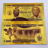 MILLILLION Gold Plated Banknote Of Zimbabwe Note 10^3000003 Gold Foil Banknote Animals Banknote For Collection Gift