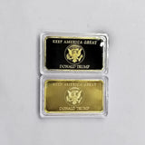 Liberty Square Bullion US Gold Coin With Case Keep Ameroca Great  American President Donald J. Trump Black Gold Bar Commemorative Coin For Gift