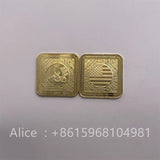 NEVER SURRENDER Donald Trump 2024 Make America Great Again Square Gold Presidential Coin Trump Flag American Commemorative Coin Collection Gift