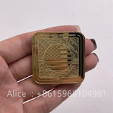 NEVER SURRENDER Donald Trump 2024 Make America Great Again Square Gold Presidential Coin Trump Flag American Commemorative Coin Collection Gift