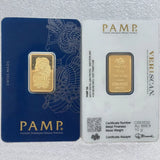 Various Types PAMP Non-magnetic 1oz/2.5g/5g/10g/20g/50g/100g Sealed Packing Copper Gold Bar 24k Gold Plated Bullion Ingot Bar Unique Serial No.