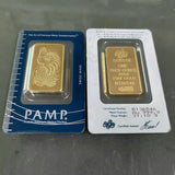 Various Types PAMP Non-magnetic 1oz/2.5g/5g/10g/20g/50g/100g Sealed Packing Copper Gold Bar 24k Gold Plated Bullion Ingot Bar Unique Serial No.