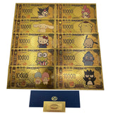 12 Designs Kuromi Hello Kitty Melody Sanrio Family Gold Banknotes