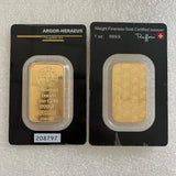 Various Types PAMP Non-magnetic 1oz/2.5g/5g/10g/20g/50g/100g Sealed Packing Copper Gold Bar 24k Gold Plated Bullion Ingot Bar Unique Serial No.