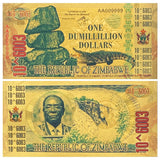ONE DUMILLILLION DOLLARS Gold Plated Banknote Of Zimbabwe Note 10^6003 Gold Foil Banknote For Collection Gift