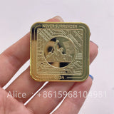 NEVER SURRENDER Donald Trump 2024 Make America Great Again Square Gold Presidential Coin Trump Flag American Commemorative Coin Collection Gift