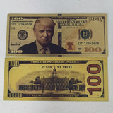 The America President Domald Trump One Hundred Dollars Gold Plated Banknote IN GOD WE TRUST 24K Gold Plastic Banknote Fans Collection Gift