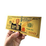 Trump One Hundred Dollars The President-elect Donald Trump 2024 Make America Great Again Gold Plated Banknote Gold Foil Banknote Plastic Banknote Collection Gift