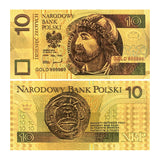 6Designs 2024 Gold foil plated Poland banknotes 100 200 500 PLN for collection and children's Souvenir gifts