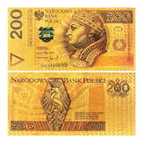 6Designs 2024 Gold foil plated Poland banknotes 100 200 500 PLN for collection and children's Souvenir gifts