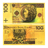 6Designs 2024 Gold foil plated Poland banknotes 100 200 500 PLN for collection and children's Souvenir gifts